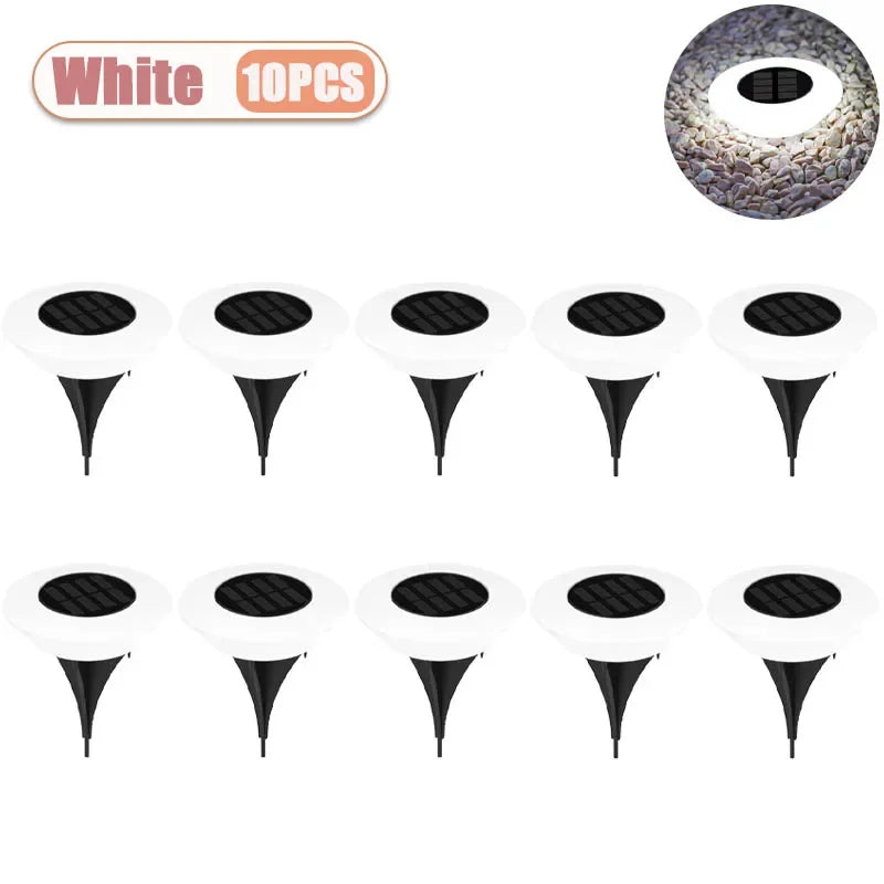1-10PCS Solar Powered Lawn Lights Outdoor Waterproof Garden Lights LED Floor Lights Landscape Lighting Buried for Yard Decor Oasis Select White-10PCS