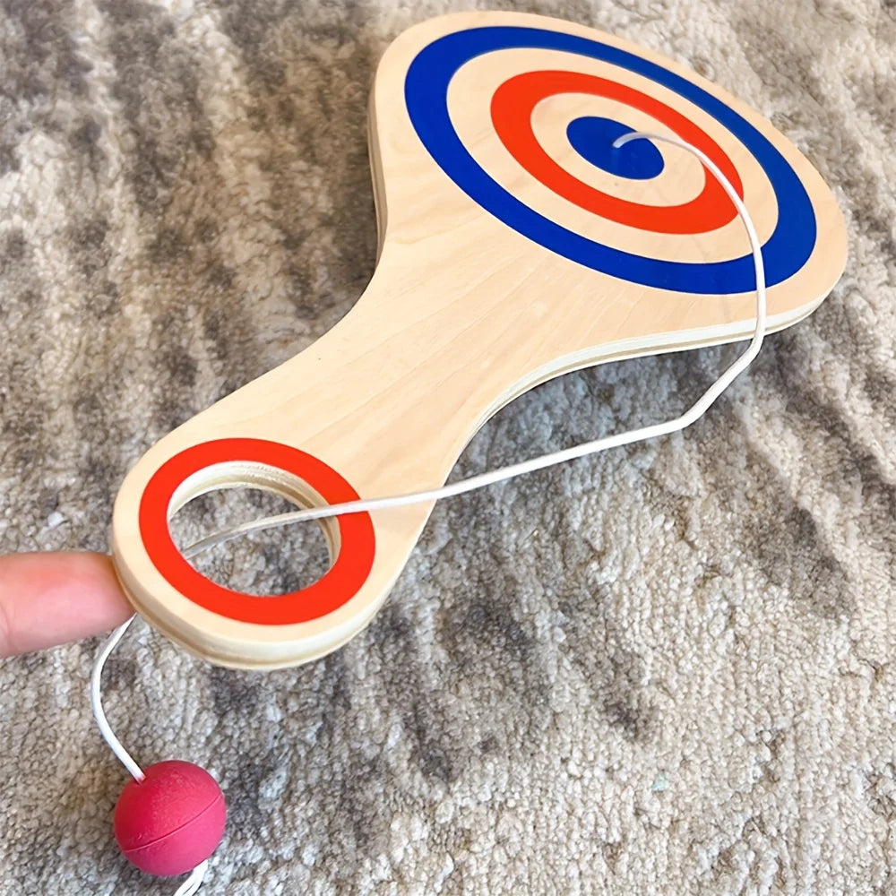 1pc Wooden Target Ball with Elastic String, Kids Hand-Eye Coordination Skill Game, Interactive Sensory Training Toy for Children Oasis Select