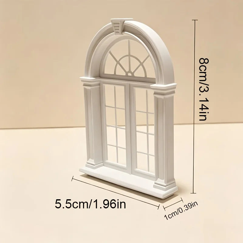 Retro 1:12 Miniature Arched Window Frames 3D Printing 2pcs Dollhouse Windows DIY Tool Scenery Building Kit Dollhouse Accessories Oasis Select 2 windows