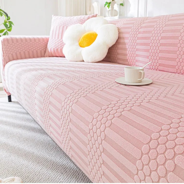 Cream-style Fully Wrapped Sofa Cover All-season Lazy Sofa Cover Cat Scratch-resistant Sofa Cushion Couch Covers for Sofas Oasis Select Rose powder 2 person 145-185cm
