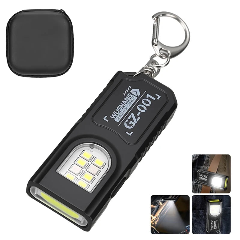 Mini COB LED Keychain Flashlight | USB-C Rechargeable Work Light