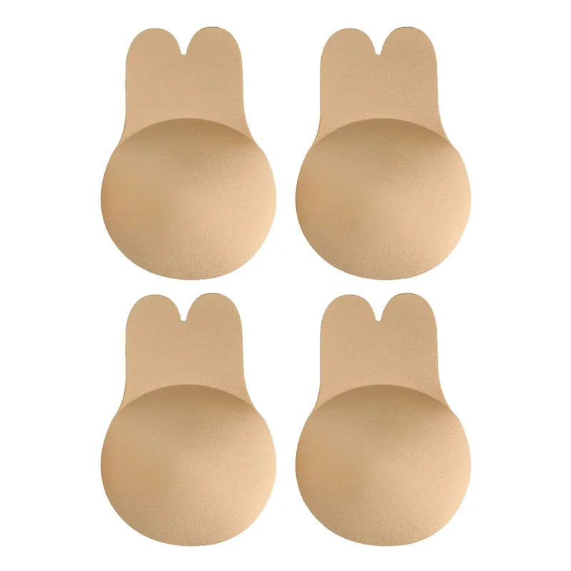 1/2pairs Women'S Push Type Bra Self-Adhesive Silicone Strapless Invisible Bra Reusable Adhesive Lifting Bra Breast Pad Oasis Select Skin (9.5cm)-2pairs