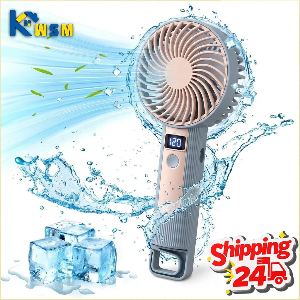 Digital Display Handheld Fan Mini Portable USB Rechargeable 2 in 1 Desktop Standing Cooling Fan for Office Travel Outdoor Oasis Select