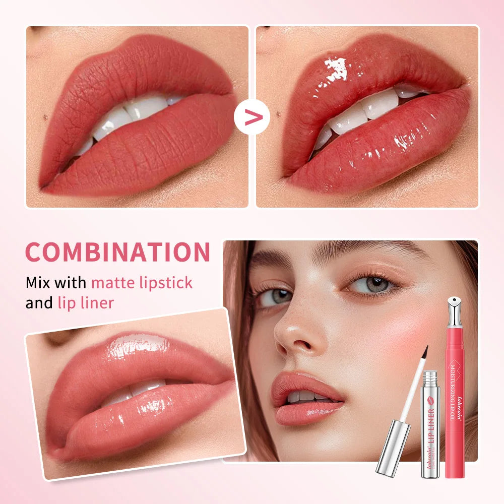 Moisturizing Lip Oil Gloss Plumping Long Lasting Transparent Lipstick Tint Oil Woman Makeup Cosmetics Natural Glossy Lips Care Oasis Select