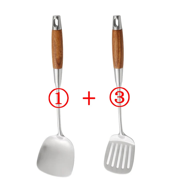 4-Piece Stainless Steel Cooking Utensil Set – Wooden Handle Cooking Utensil Set Oasis Select 13