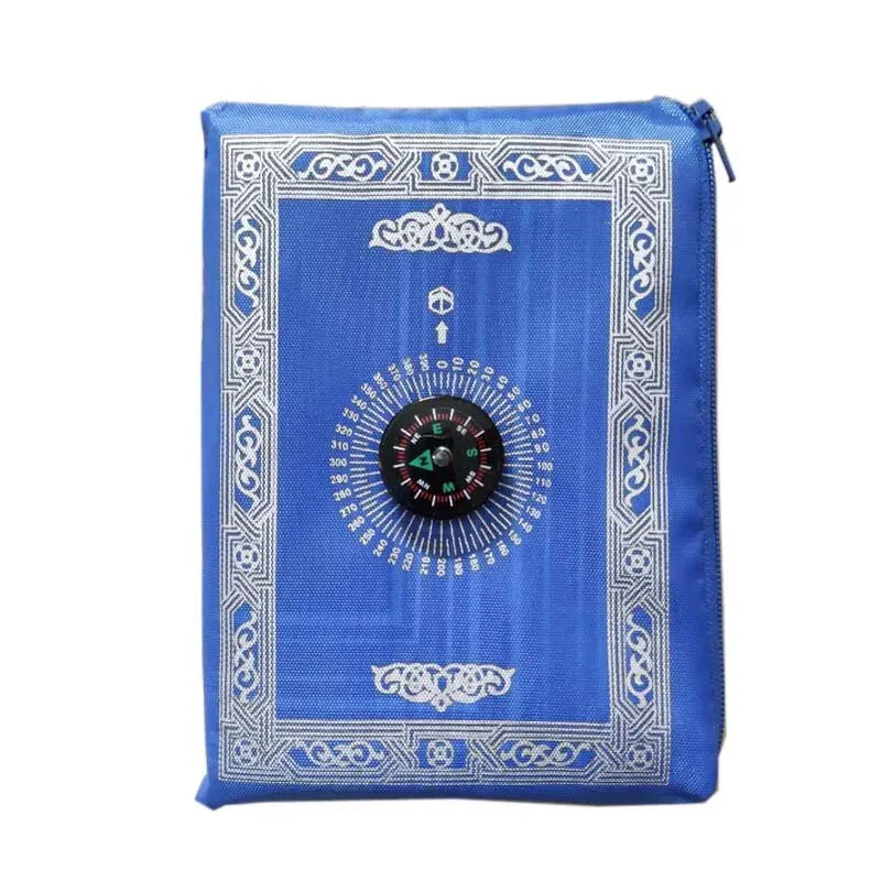 2/1pcs Prayer Rug Polyester Portable Braided Mats Simply Print with Compass In Pouch Travel Home New Style Mat Blanket 100x60cm Oasis Select Blue 60X100CM
