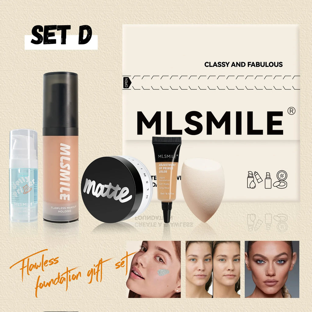 MLSMILE Makeup Set – Primer, Foundation, Concealer & Powder