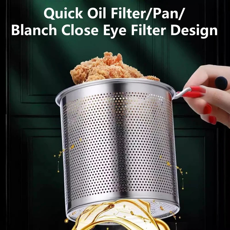 304 Stainless Steel Deep Fryer Pot with Basket French Fries, Fried Chicken, Tempura, Small Fryer, for Gas Stove Induction Cooker Oasis Select