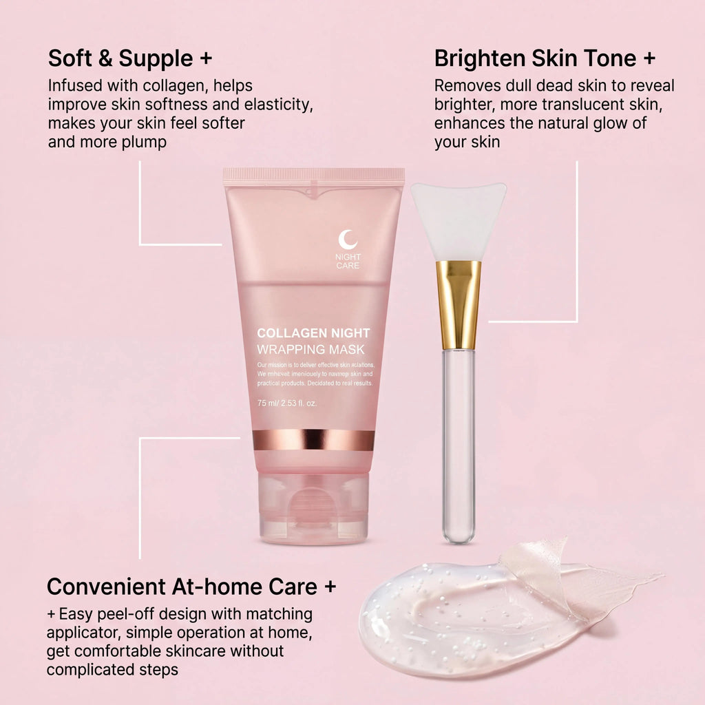 Collagen Peel-Off Facial Mask Deep Moisturizing Hydrating Reduce Skin Sagging Improve Dullness Night Wrapping Mask Skincare Set Oasis Select
