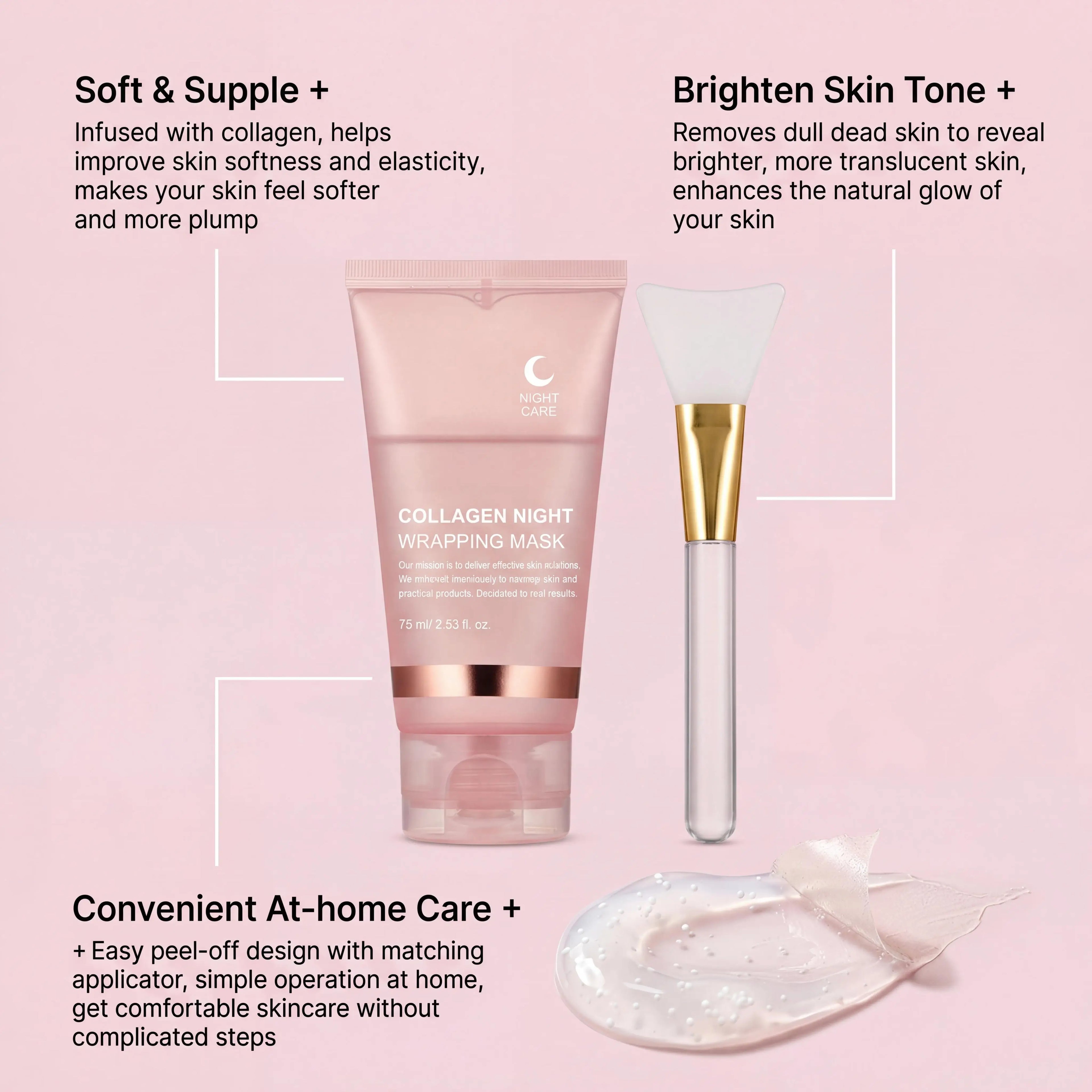 Collagen Peel-Off Facial Mask Deep Moisturizing Hydrating Reduce Skin Sagging Improve Dullness Night Wrapping Mask Skincare Set Oasis Select