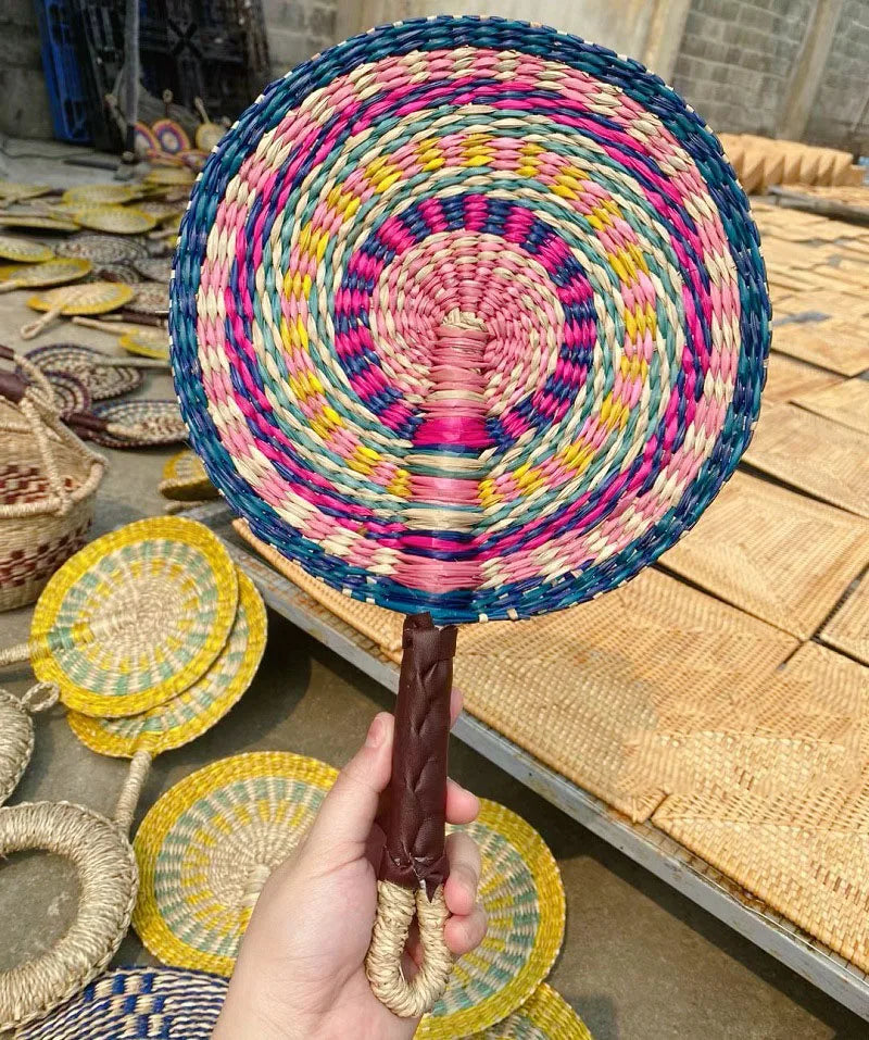 Handwoven Straw Fan – Boho Wall Decor, Wedding & Party