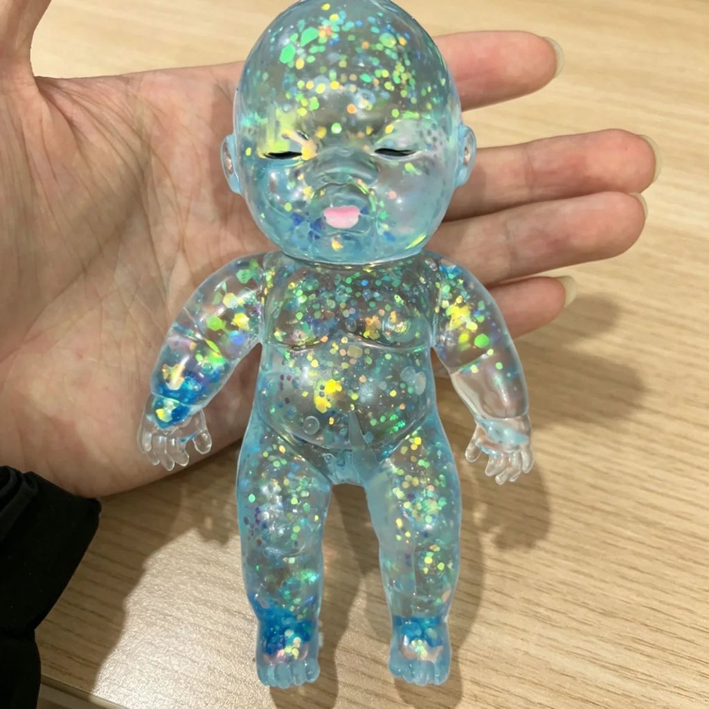 Stress Anxiety Relief 1pc Glitter Silicone Baby Squeeze Toys Slow Rebound Fidget Toys Soft Satisfying Sensory Toys For Kids Oasis Select Blue 1PC