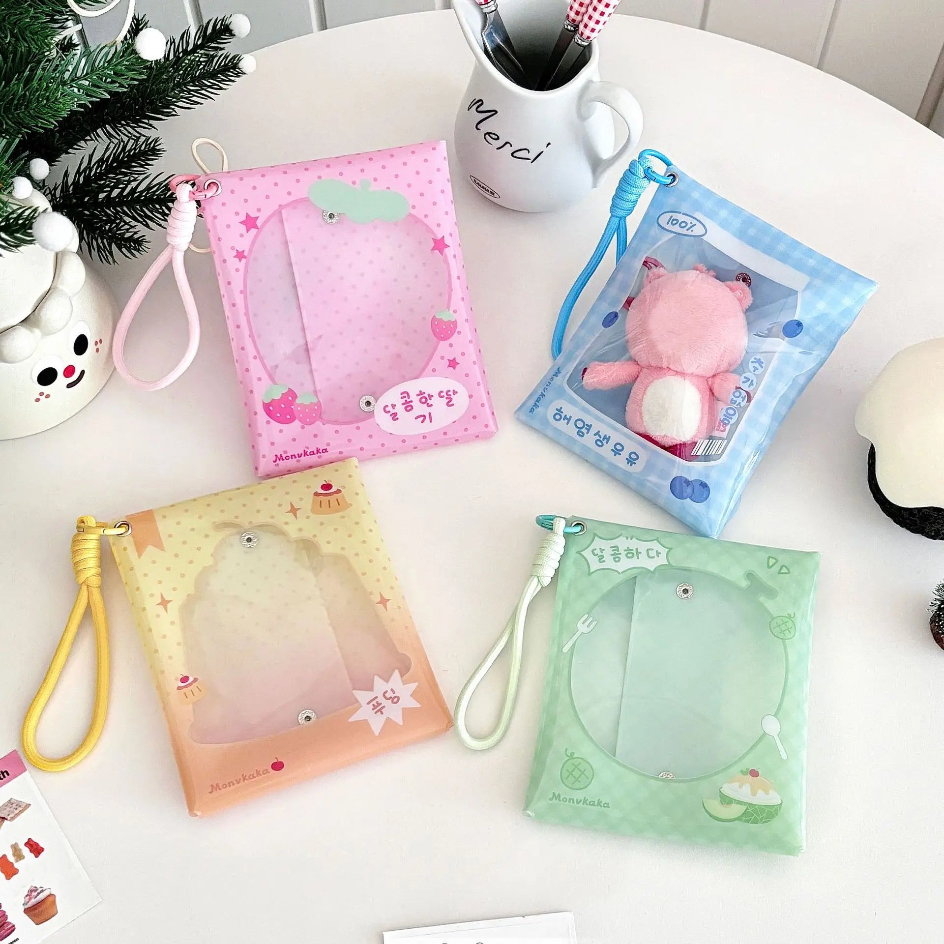 Transparent Doll Display Bag Colorful PVC Doll Carrying Case Dustproof Pouch with Lanyard Pendant Badge Storage Bag Supplies Oasis Select