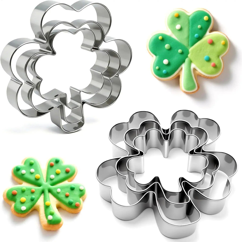 3Pcs Cookie Cutter Patrick's Day Clover Shaped Stainless Steel Mold DIY Cake Sugarcraft Pastry Biscuits Mould Baking Tool Oasis Select