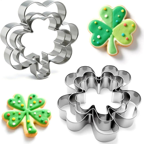 3Pcs Cookie Cutter Patrick's Day Clover Shaped Stainless Steel Mold DIY Cake Sugarcraft Pastry Biscuits Mould Baking Tool Oasis Select