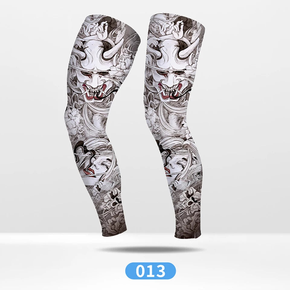 Kokossi 1Pair Tattoo Printing Cyclying Leg Sleeves Ice Silk Non-slip