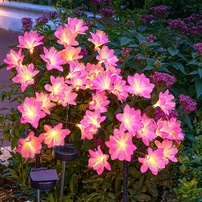LED Waterproof Solar Simulation Flower Floor Insert Light, Camellia Flower Light, Outdoor Garden Lawn Fiber Optic Flower Light Oasis Select