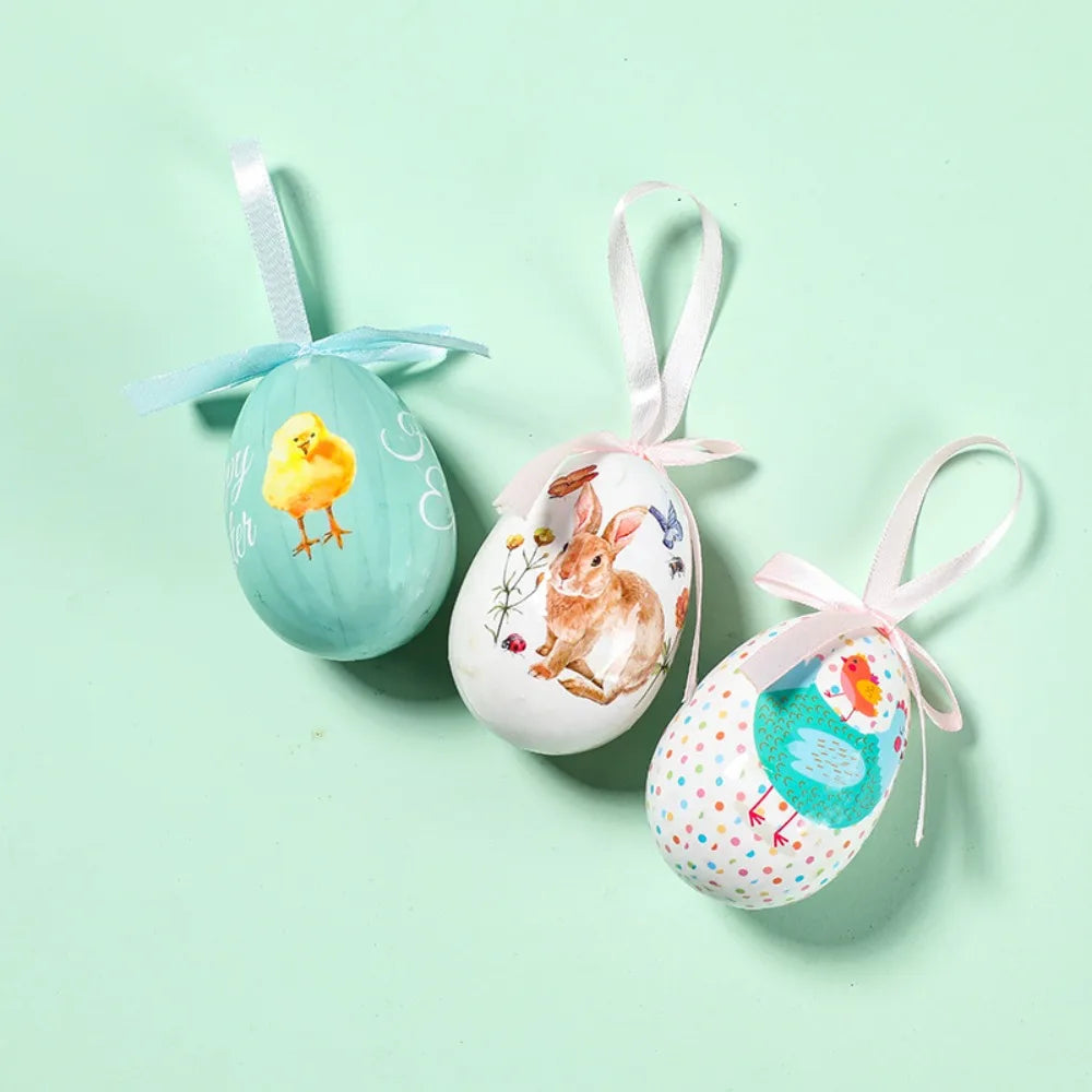Painted Foam Easter Egg Hanging Ornaments – 3 Pack DIY Décor