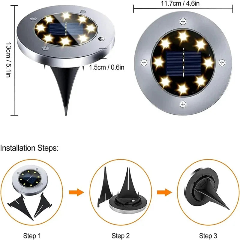 IP65 Solar LED Ground Path Lights – Garden Driveway Lawn Decor