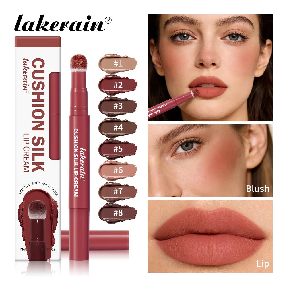 Lakerain 2-in-1 Lip Cream Powder Blusher Air Cushion Brush Design Deep Hydration Long-lasting Non Fading Lipstick Powder Blusher Oasis Select