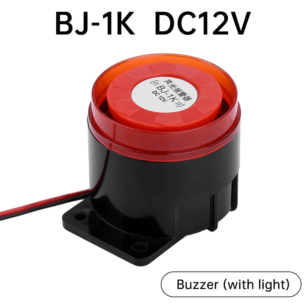 BJ-1K 12V 24V 220V Buzzer High Decibel Sound and Light Alarm Anti-theft Dual Audio Electronic Horn Waterproof Dustproof Oasis Select DC12V 1