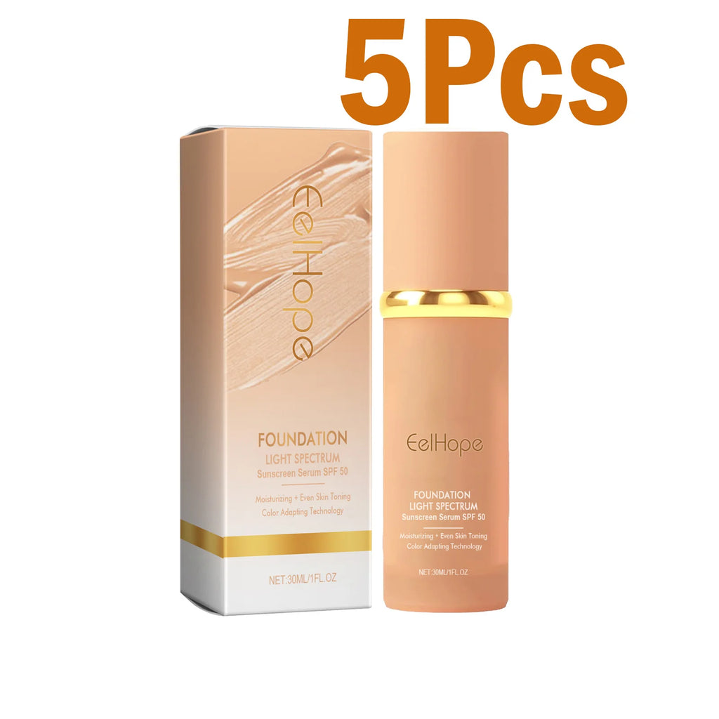 Color Changing Foundation Light Spectrum Sunscreen Serum SPF 50 Concealer Full Coverage Moisturizing Face Makeup Base Cosmetics Oasis Select 150ml Boxed