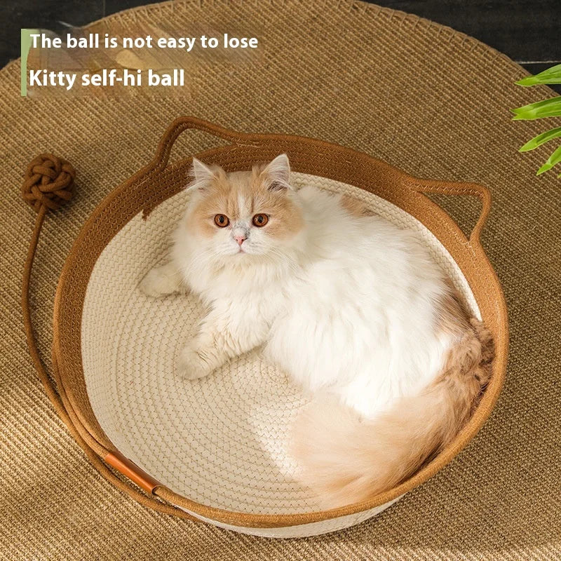 Round Rattan Hand-woven Japanese-style Rattan Nests, Papyaki, Pet Round Mat Nests, Dog Nests, Cat Nests Oasis Select