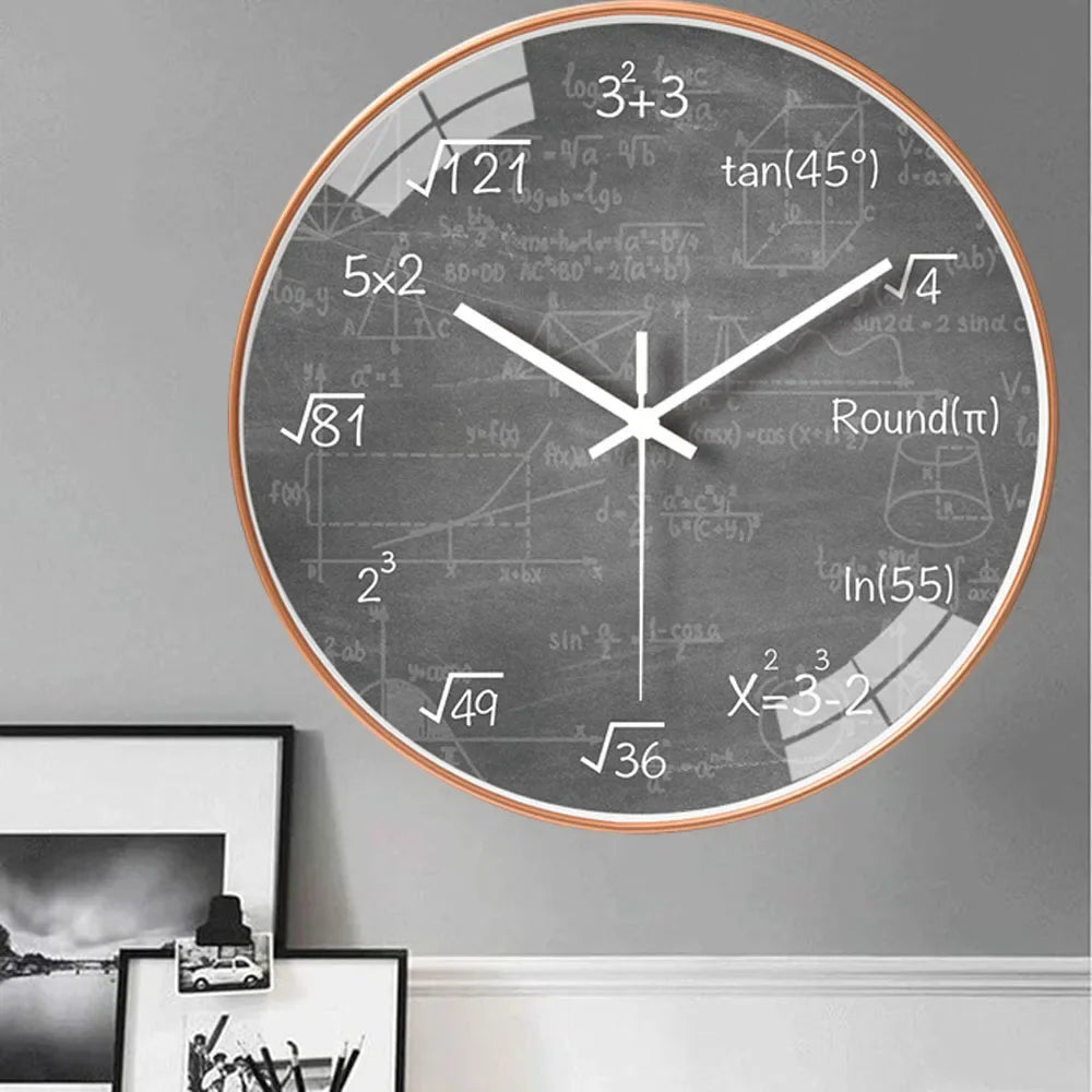 Modern Math Wall Clock Creative Art Hanging Clock Non Ticking Wall Clock Home Decor for Study Bedroom Living Room Office Gift Oasis Select