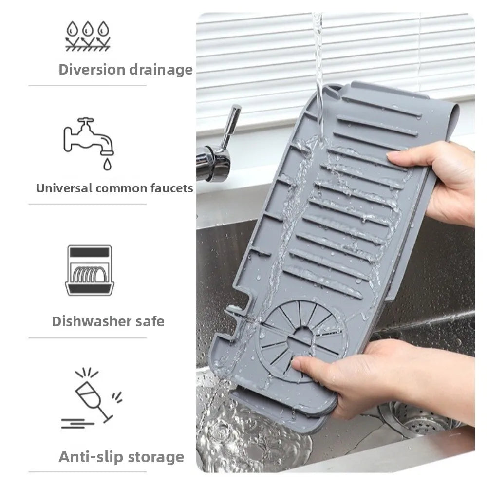 Silicone Sink Splash Pad Large Size Single Side Faucet Drip Mat Non-Slip Countertop Protector Water Catcher Mat for Kitchen Sink Oasis Select
