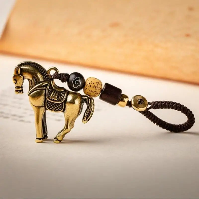 2026 Chinese Zodiac Horse Copper Feng Shui Lucky Pendant Keychain Pendant Keychain Charm Oasis Select