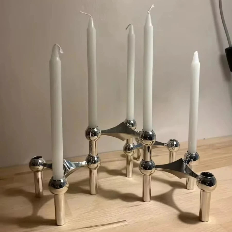 Modular Metal Candle Holder Interconnectable Geometric Candelabra for Stick Skinny Home Dining Table Decor Wedding Centerpiece Oasis Select