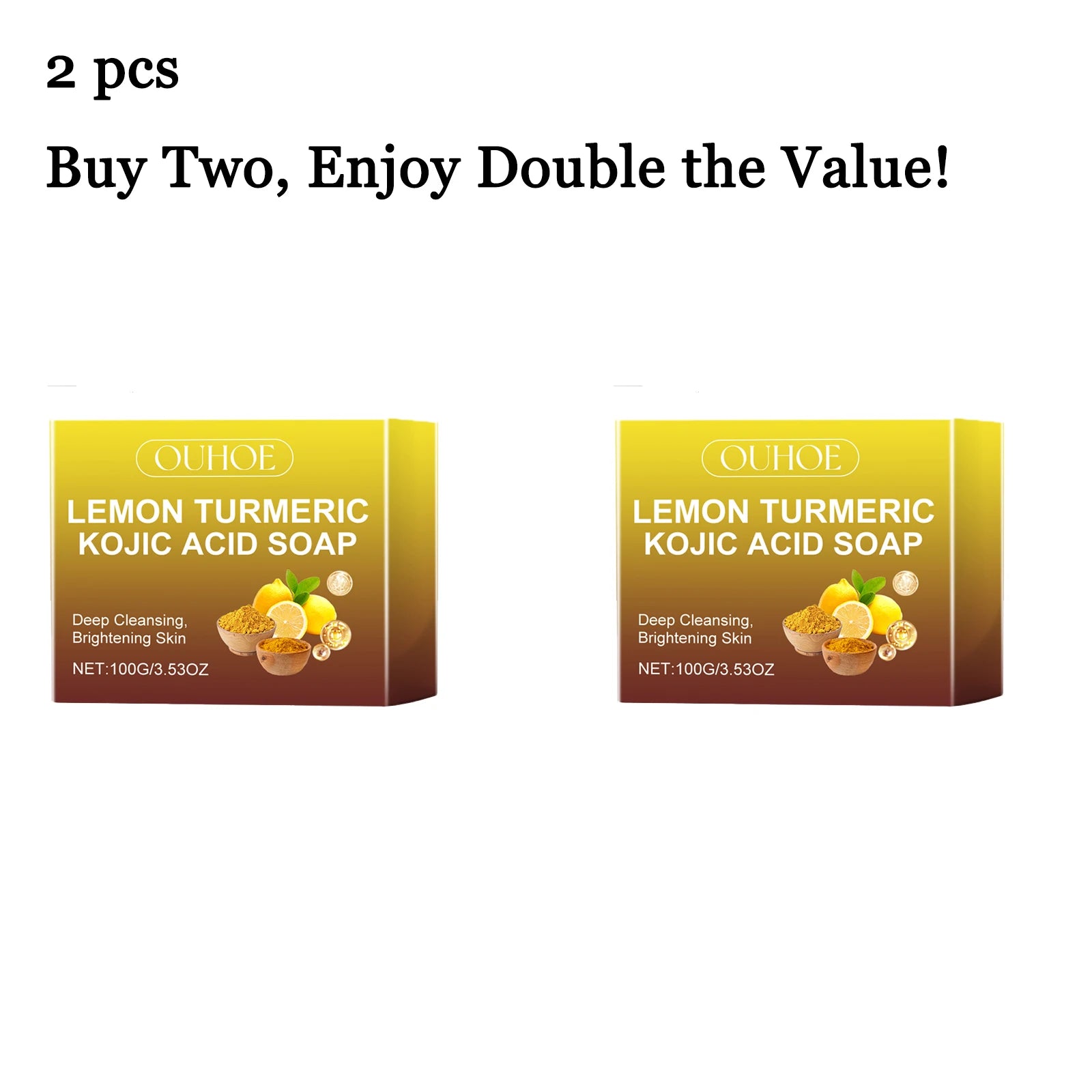 100G Turmeric Lemon Body Soap Deep Cleaning Pore Remove Dead Skin Enhance Smoothness Lasting Fragrance Refreshing Body Bath Soap Oasis Select buy 1 free 1 United States
