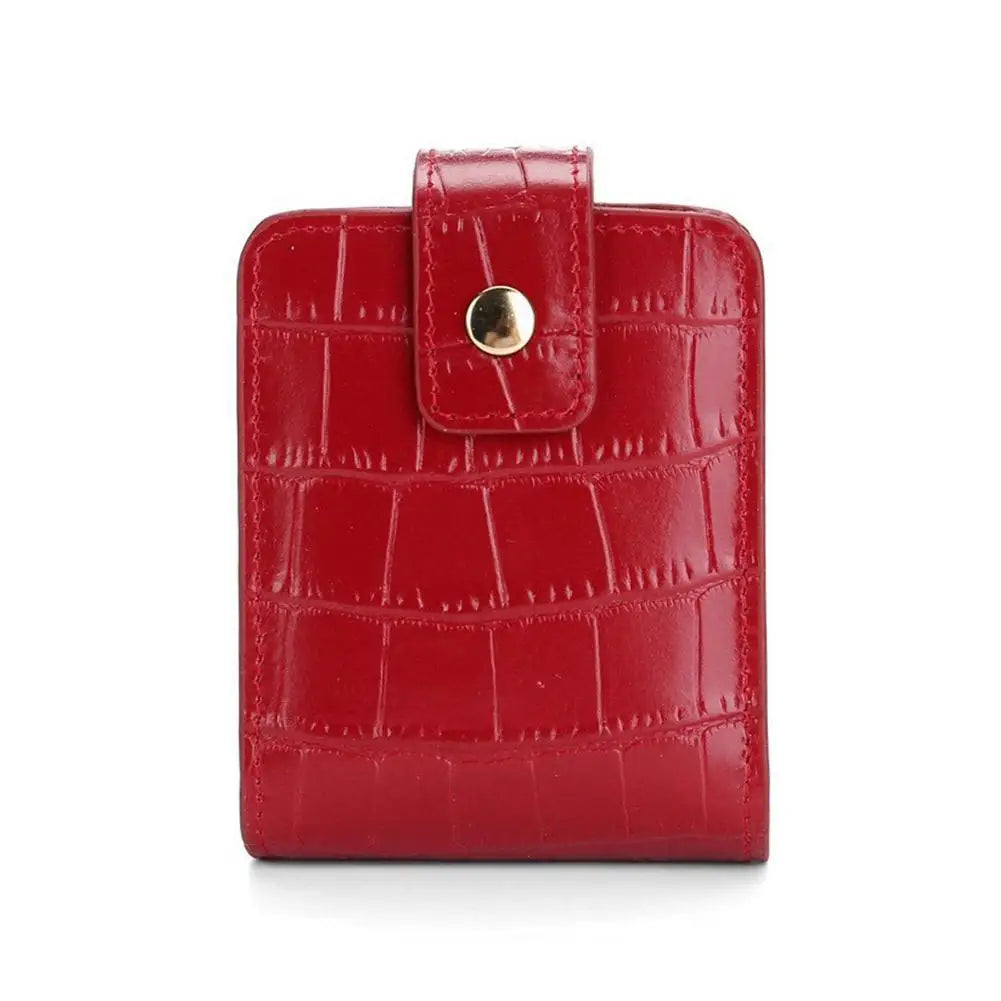 PU Lipstick Case Holder with Mirror Lipstick Holder Makeup Travel Cases Organizer Bag Mini Handheld Lipstick Pouch for Women Oasis Select Red