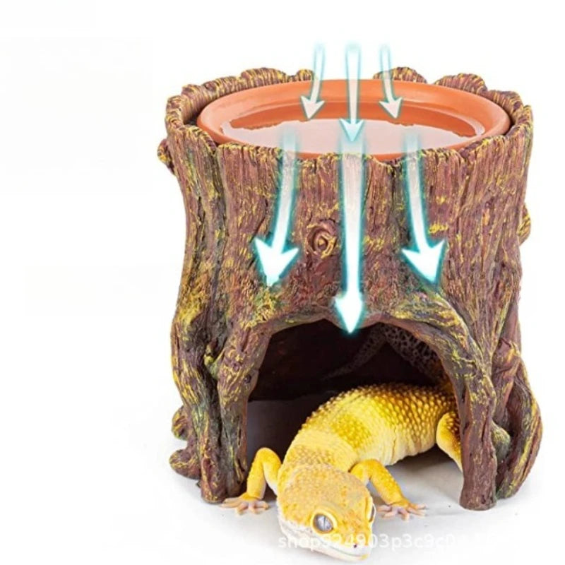 Garden Tree Stump Ornaments Home Garden Pet Lizard Nest Design and Decoration Ornaments Garden Resin Handicrafts Oasis Select