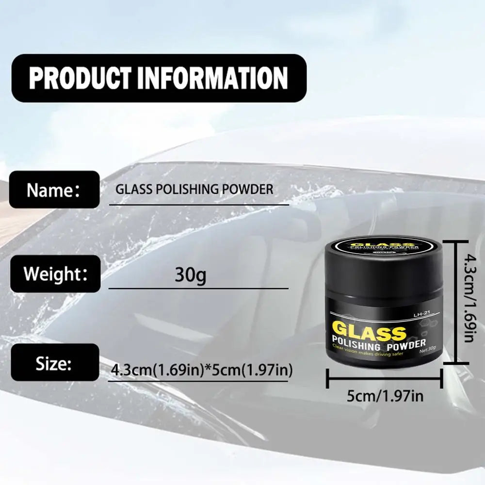 Car Glass Polishing Powder Detergent Glasses Scratch Remover Window Cleaner auto Glass Cleaning Powder Safe Windshield Polish Oasis Select with wool wipe
