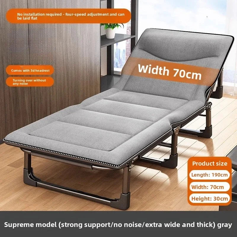 Single folding bed office lunch break artifact sleeping back chair can be placed flat hospital escort bed outdoor camp bed Oasis Select Grey-70cm