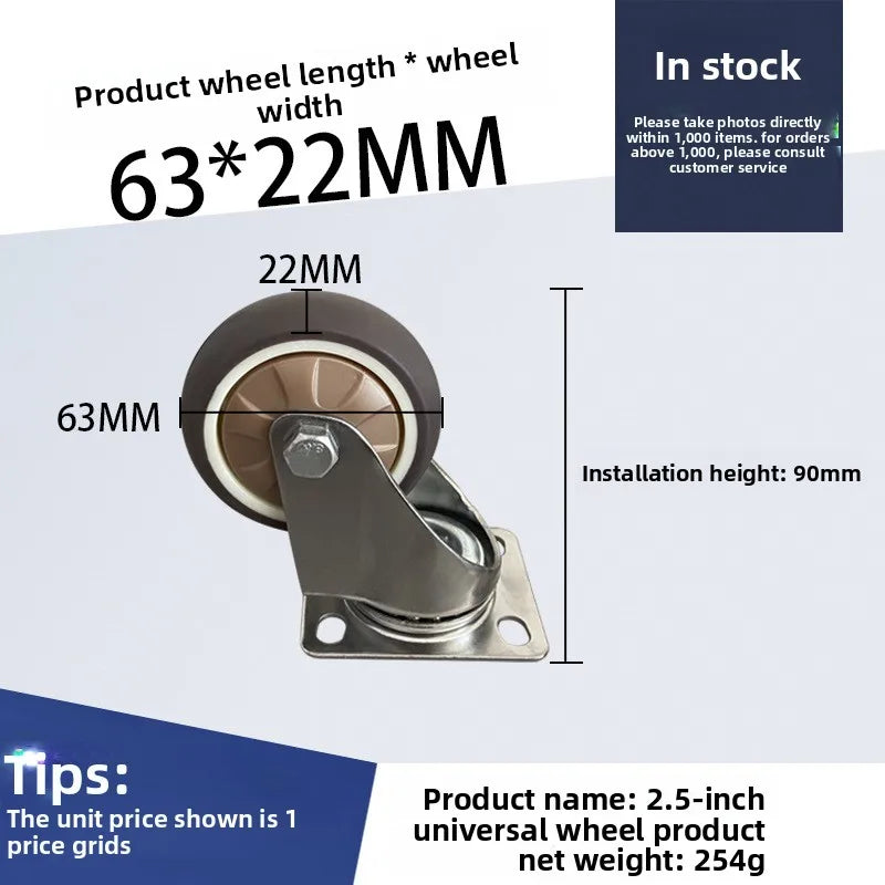 4pcs 1 1.25 1.5 2 Inch Furniture Caster Soft Rubber Universal Wheel Swivel Caster Roller Wheel For Platform Trolley Accessories Oasis Select 3 inch A