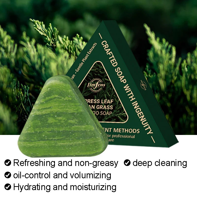 120G Cypress Leaf Usman Grass Shampoo Bar, enriched with ginseng, cypress leaf, and other herbal extracts Oasis Select