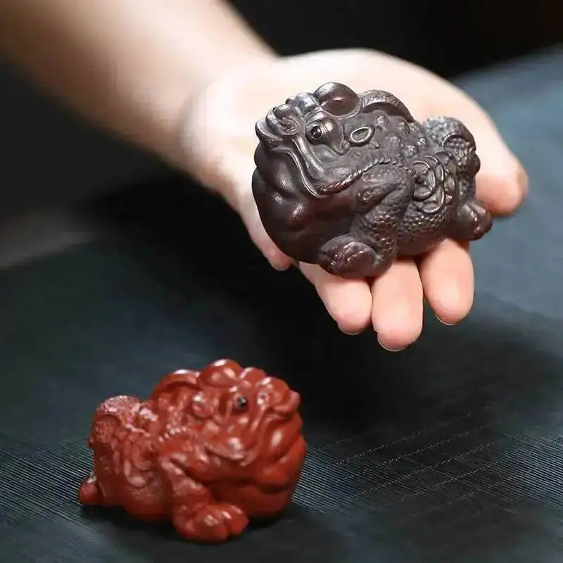 Zisha Tea Pet Golden Toad Wealth-attracting Ornament Craft Sculpture Teaplay Tea Table Accessories Чайные украшения Oasis Select
