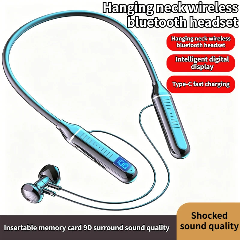Wireless Bluetooth headset neck-mounted headset game noise reduction digital display LED display ultra-long standby stereo Oasis Select