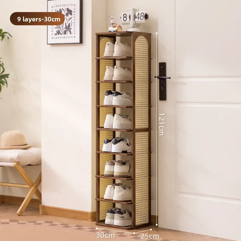 Multi-layer household door Small narrow shoe cabinet Simple and does not take up space Strong and durable Home storage shelf Oasis Select Brown nine floors