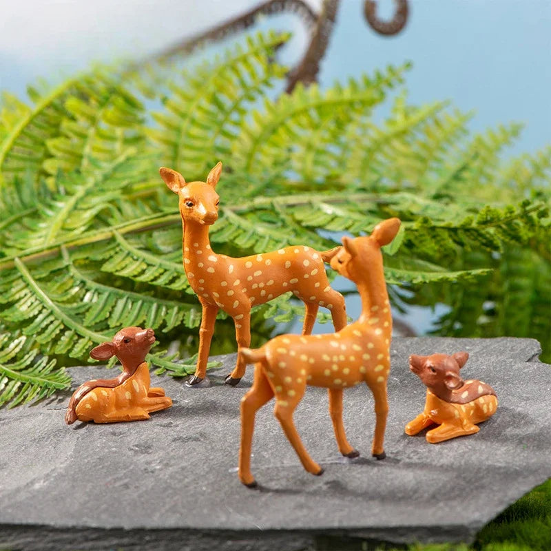 Mini Deer Realistic Elk Figurine Woodland Animal Figurines Desktop Model Collection Party Favors Educational Learning Toys Oasis Select