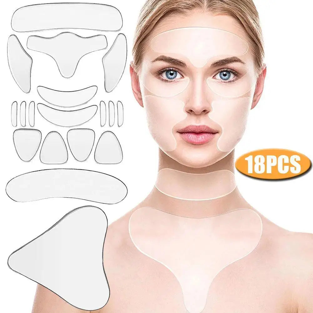 5/11/16/18Pcs Reusable Silicone Face Patch Set Anti Wrinkle Patches For Face Neck Forehead Eye Cheek Chest Pads Beauty Tools Oasis Select
