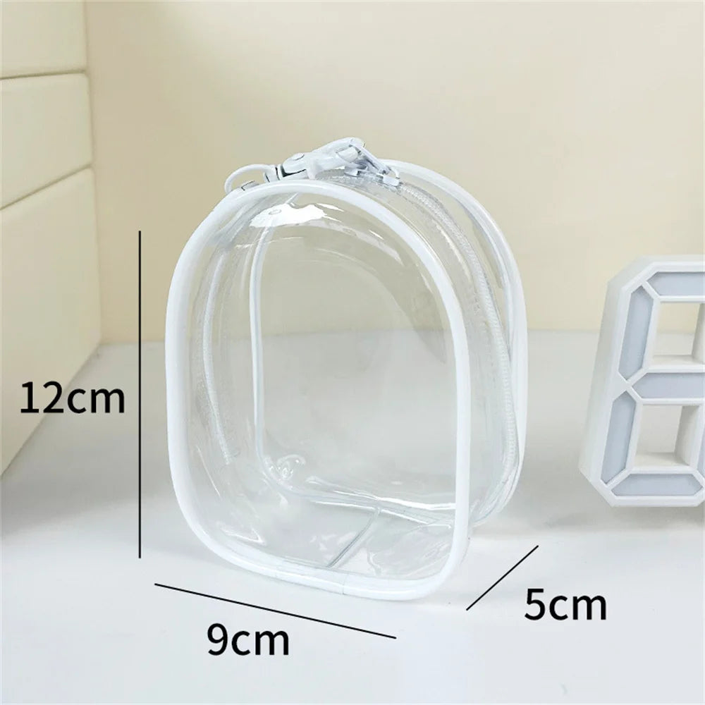 12cm PVC Transparent Storage Bag with Keychain Multicolor Cartoon Doll Display Box Dustproof Case Earphones Gift Organizer Bags Oasis Select White