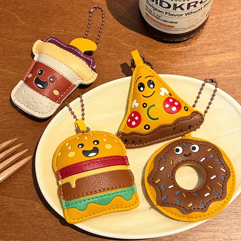 Cute Food Doll PU Leather Keychain Bag Charm Pendant Novelty Keychain Charm Oasis Select