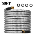 25-75ft Stainless Steel Garden Hose Metal Water Hose Patio Outdoor RV Car Wash Hose Watering Gun Hose Gardening Accessories Oasis Select 50FT