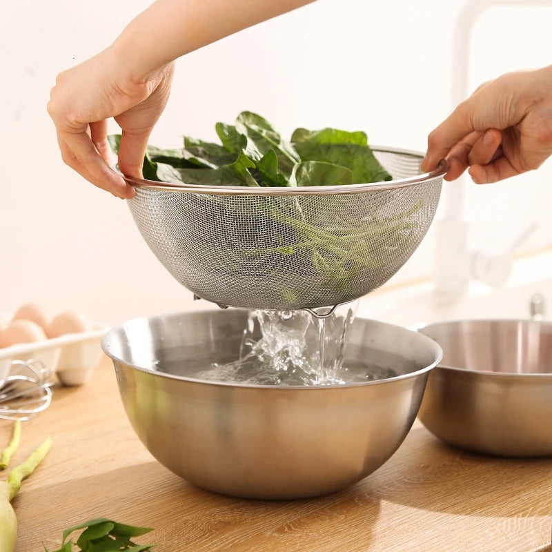 1Set Stainless Steel Drain Basin Basket with Scale Kitchen Basin Rice Washing Artifact Fruit Fruits Drainer Salad Basin Oasis Select