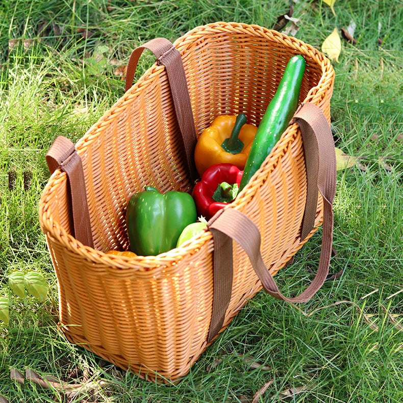 Large Handwoven Storage Basket with Lid, Foldable Woven Basket for Shopping, Picnic & Outdoor Use, Home Organization Oasis Select