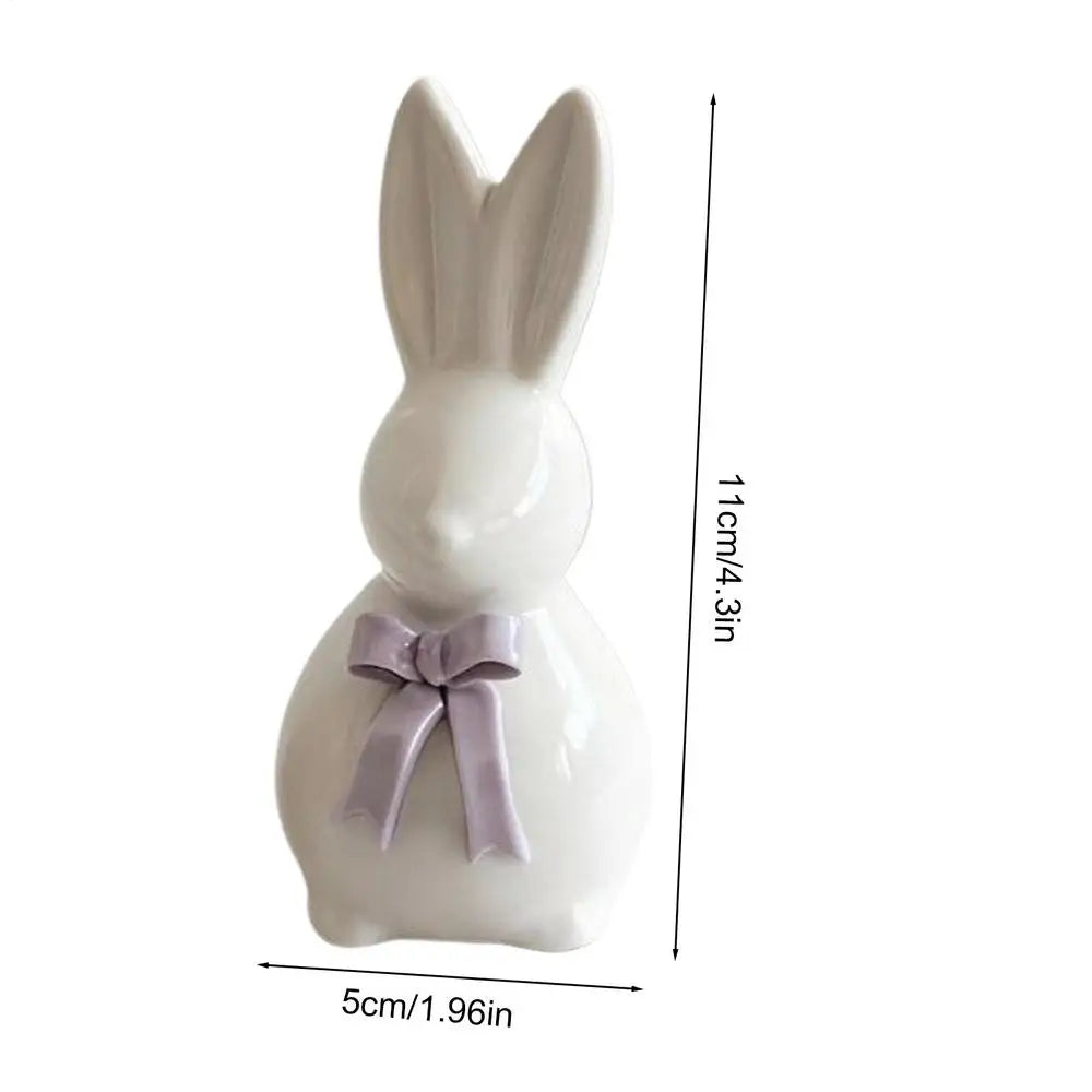 Easter Bunny Ornament Cute Ceramic Desktop Decoration Art Craft Home Decor Present Easter Rabbit Sculpture Easter Home Decor Oasis Select purple 1PC