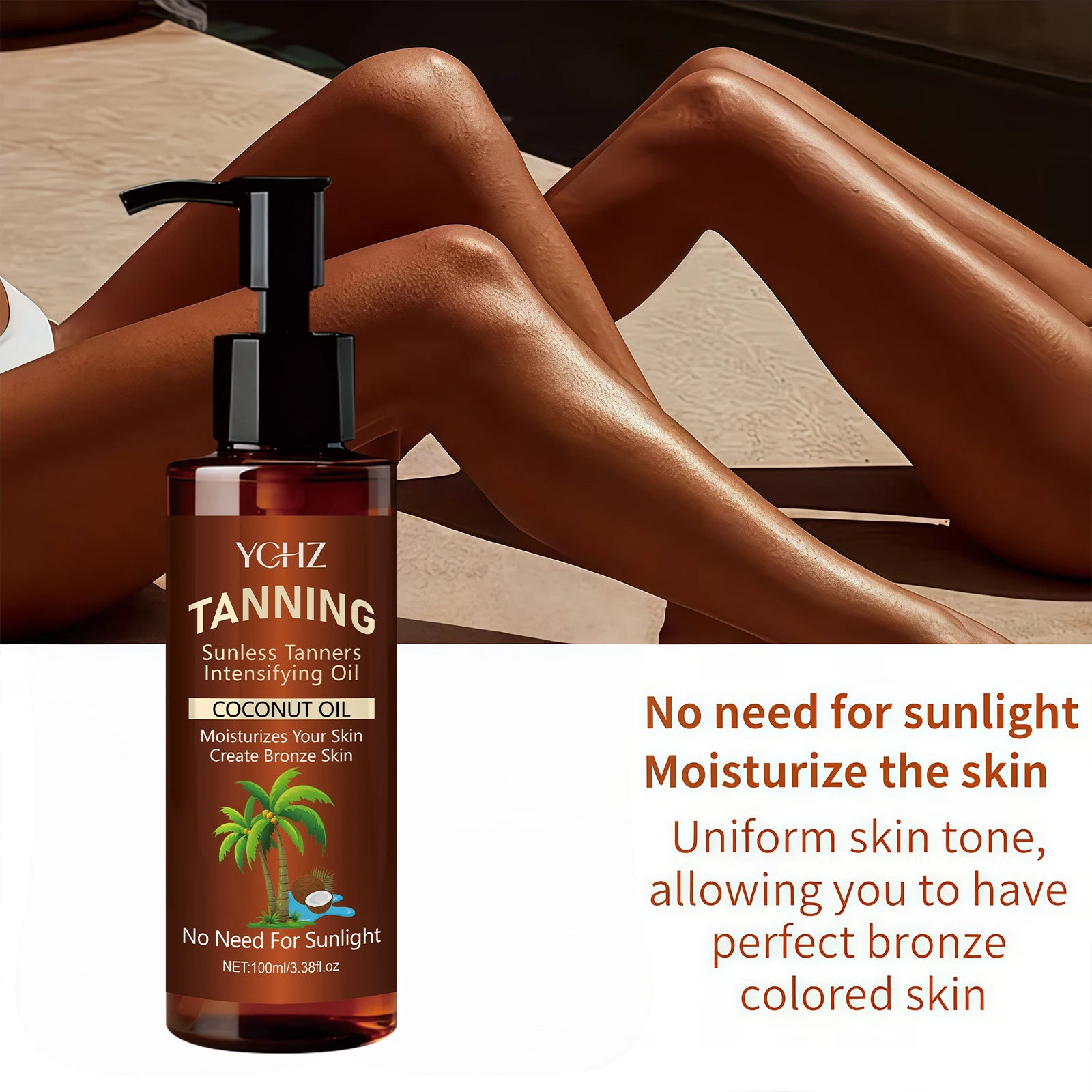 YCHZ Coconut Tanning Oil – Bronze & Moisturize | 100ml